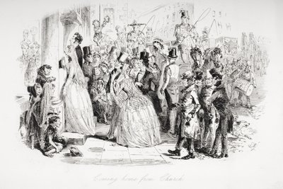 Volviendo a casa de la iglesia, ilustración de 